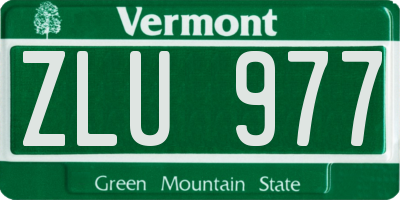 VT license plate ZLU977