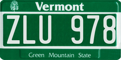 VT license plate ZLU978
