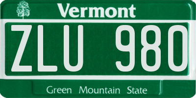 VT license plate ZLU980