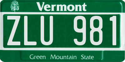 VT license plate ZLU981