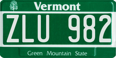 VT license plate ZLU982