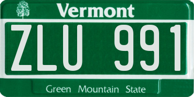 VT license plate ZLU991