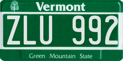 VT license plate ZLU992