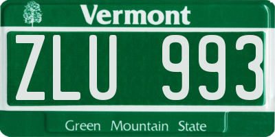 VT license plate ZLU993
