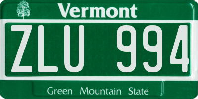 VT license plate ZLU994