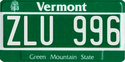 VT license plate ZLU996