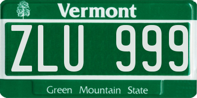VT license plate ZLU999