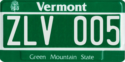 VT license plate ZLV005