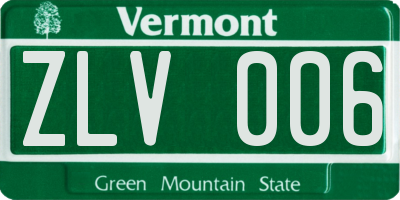 VT license plate ZLV006