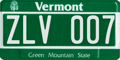 VT license plate ZLV007