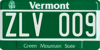 VT license plate ZLV009