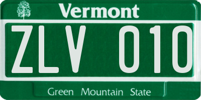 VT license plate ZLV010
