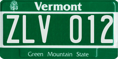 VT license plate ZLV012