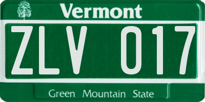VT license plate ZLV017