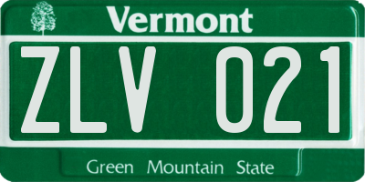 VT license plate ZLV021