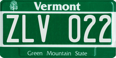 VT license plate ZLV022