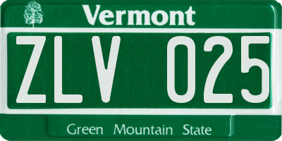 VT license plate ZLV025