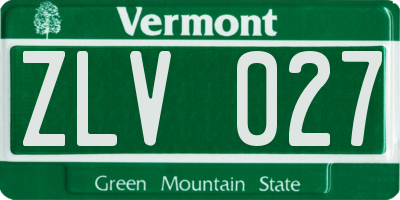 VT license plate ZLV027