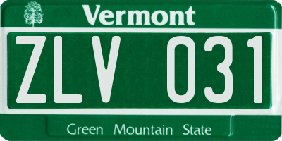 VT license plate ZLV031