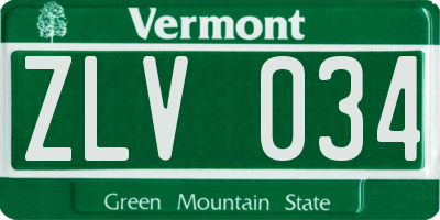 VT license plate ZLV034