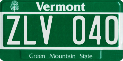 VT license plate ZLV040