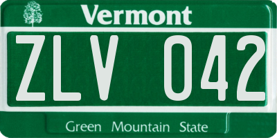 VT license plate ZLV042