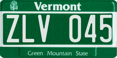 VT license plate ZLV045