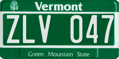 VT license plate ZLV047