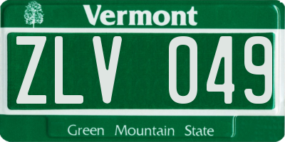 VT license plate ZLV049