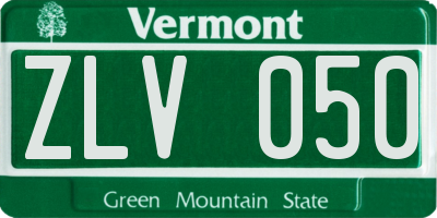 VT license plate ZLV050
