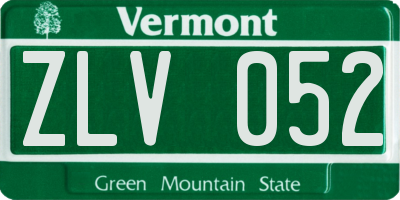 VT license plate ZLV052
