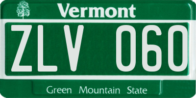 VT license plate ZLV060