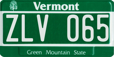 VT license plate ZLV065