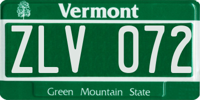 VT license plate ZLV072