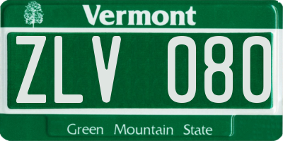VT license plate ZLV080