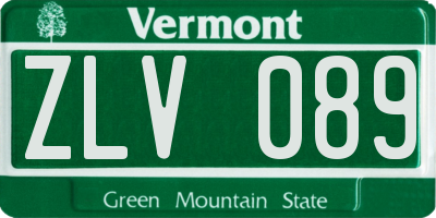 VT license plate ZLV089