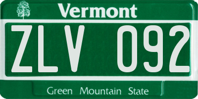 VT license plate ZLV092