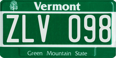 VT license plate ZLV098