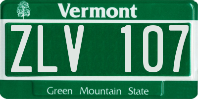 VT license plate ZLV107