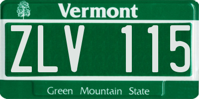VT license plate ZLV115