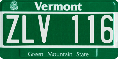 VT license plate ZLV116