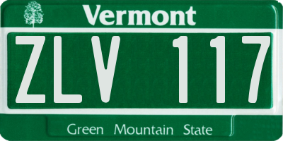 VT license plate ZLV117