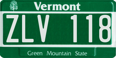 VT license plate ZLV118