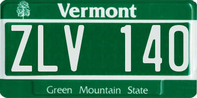 VT license plate ZLV140
