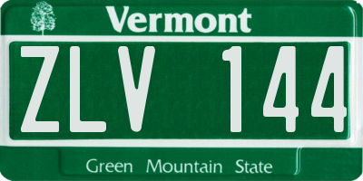 VT license plate ZLV144