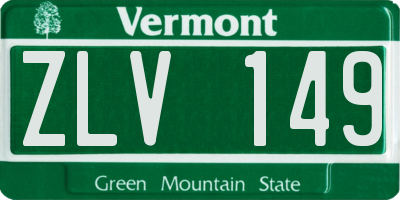 VT license plate ZLV149