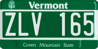 VT license plate ZLV165