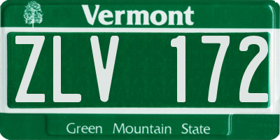 VT license plate ZLV172