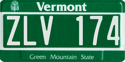 VT license plate ZLV174