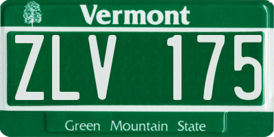 VT license plate ZLV175